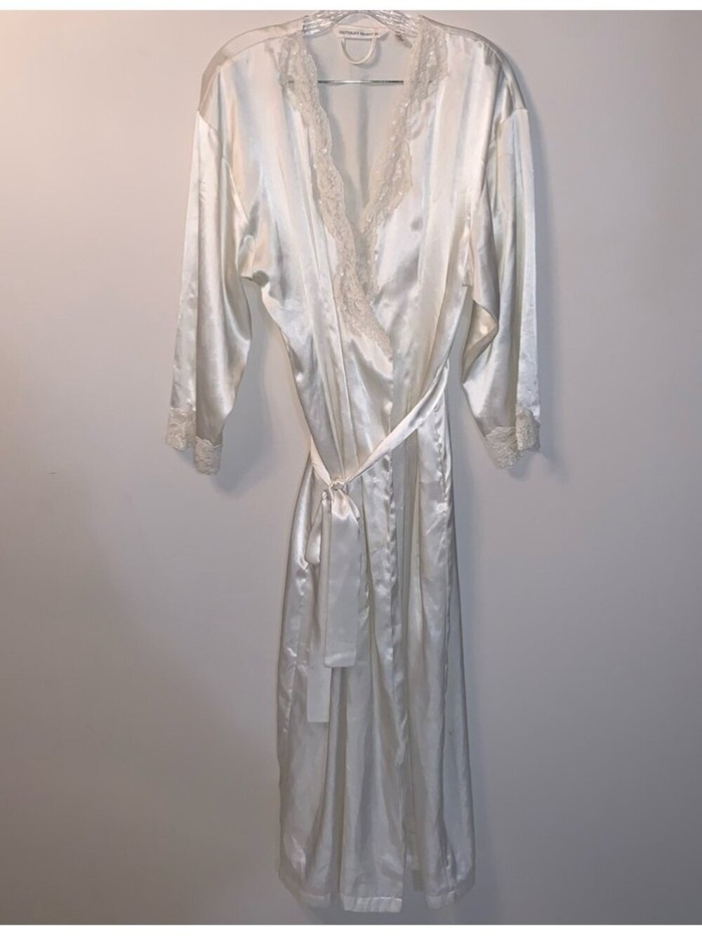 Victoria's Secret Vintage White Lace Long Robe Belted
